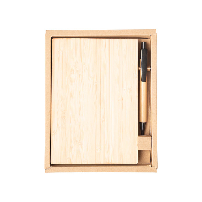 Zestaw bambusowy z notesem Lorca, brązowy