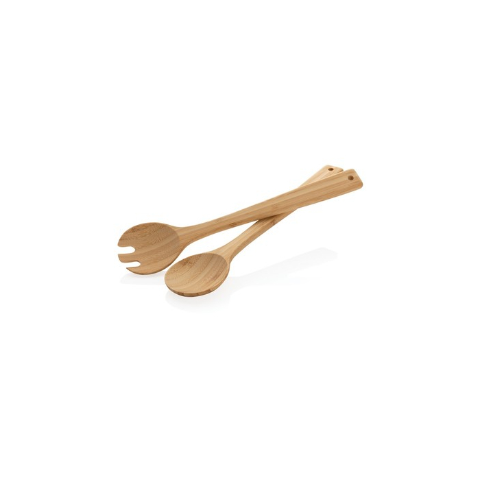 Zestaw bambusowych łyżek do sałatki Ukiyo brązowy