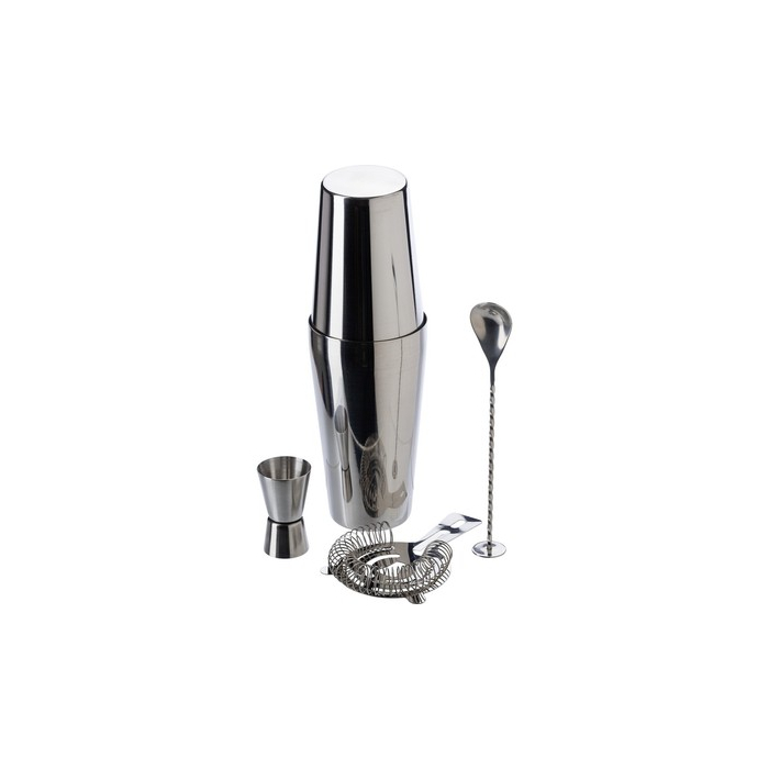 Zestaw do koktajli, shaker, 4 el. srebrny