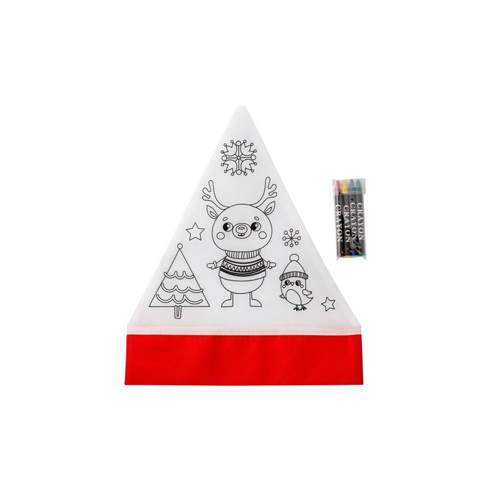 Zestaw do kolorowania, czapka świąteczna, kredki biało-czerwony
