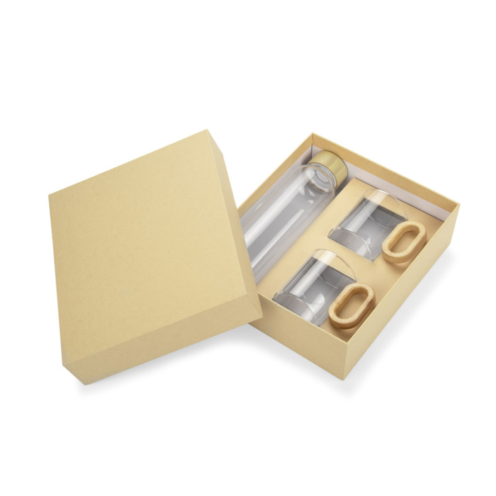 Zestaw do napojów z elementami bambusowymi TRINKLA przezroczysty