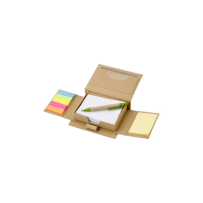 Zestaw do notatek, notatnik, karteczki samoprzylepne, długopis, linijka neutralny