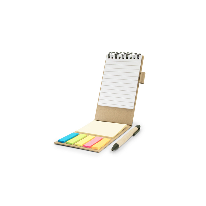 Zestaw do notatek, notatnik, karteczki samoprzylepne, długopis | Madelyn neutralny