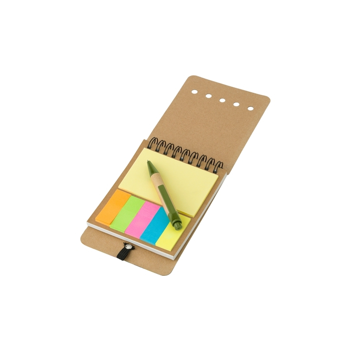 Zestaw do notatek, notatnik ok. A6, karteczki samoprzylepne, długopis jasnozielony