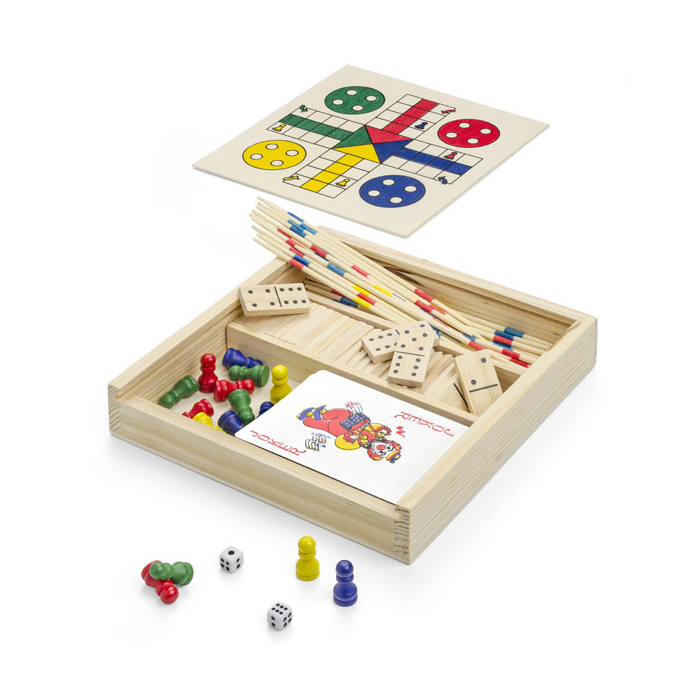 Zestaw gier 4 w 1 CATRO beżowy (naturalny)