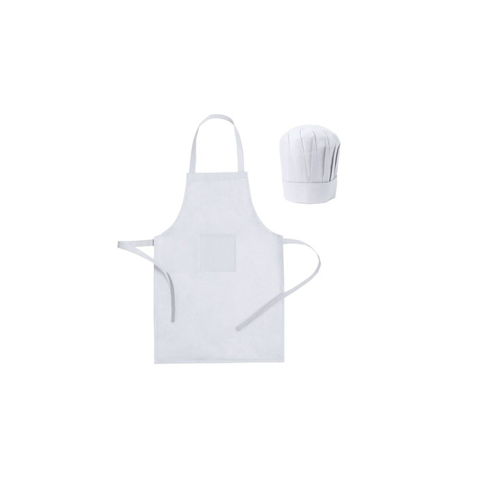 Zestaw kucharza, fartuch kuchenny i czapka kucharska, rozmiar dziecięcy biały