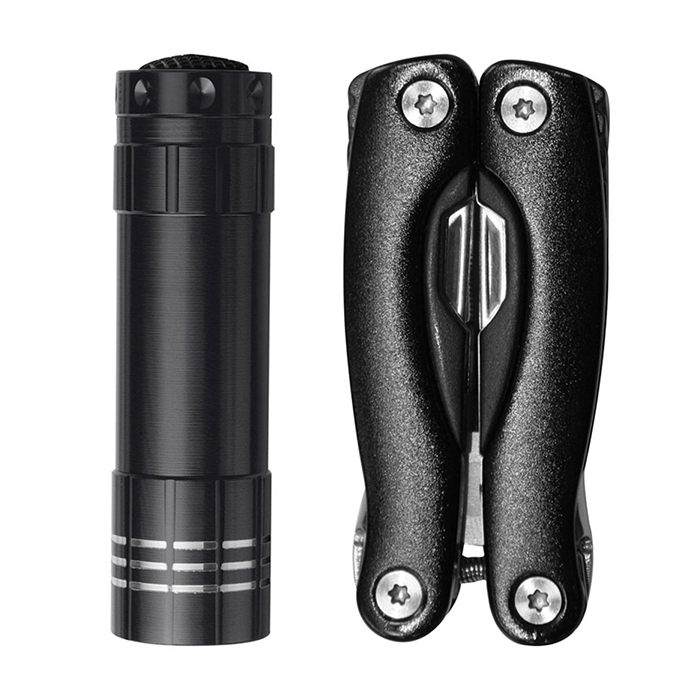 Zestaw latarka i narzędzie wielofunkcyjne OAKLAND, czarny