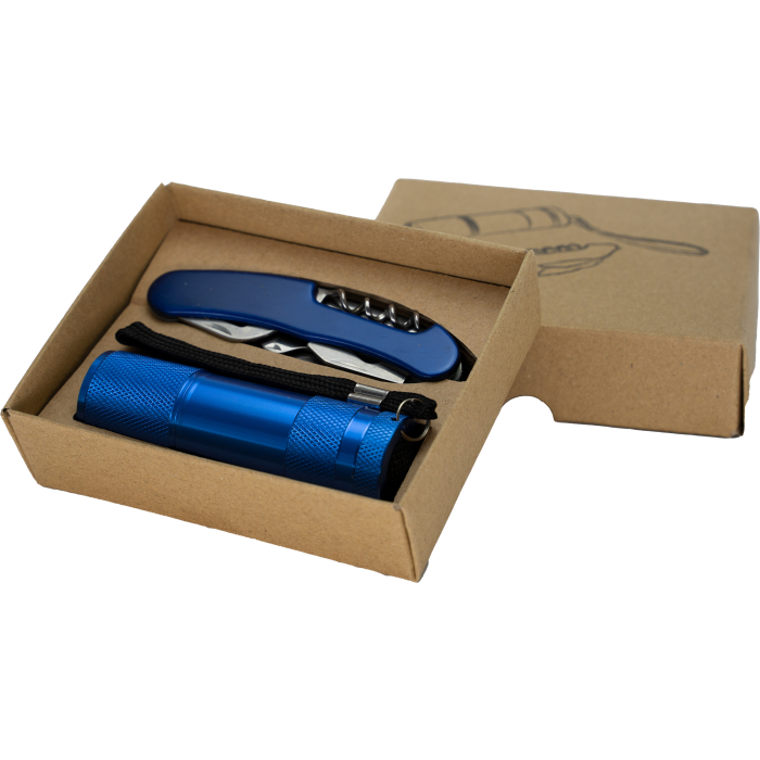 Zestaw latarka i scyzoryk DOVER, niebieski