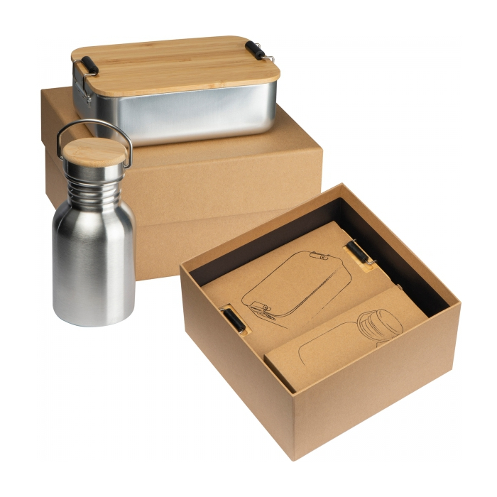 Zestaw lunch box i butelka 300 ml, wielokolorowy