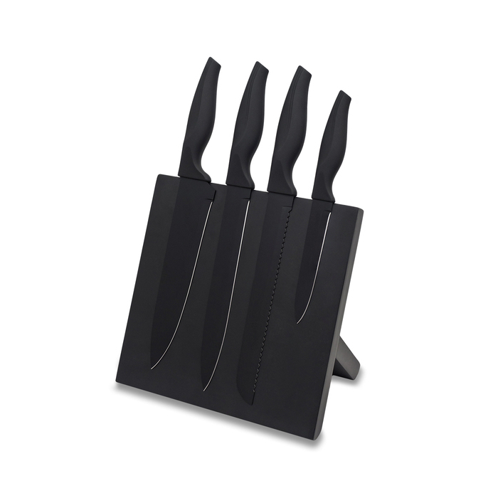 Zestaw noży na bloku magnetycznym Akita, czarny