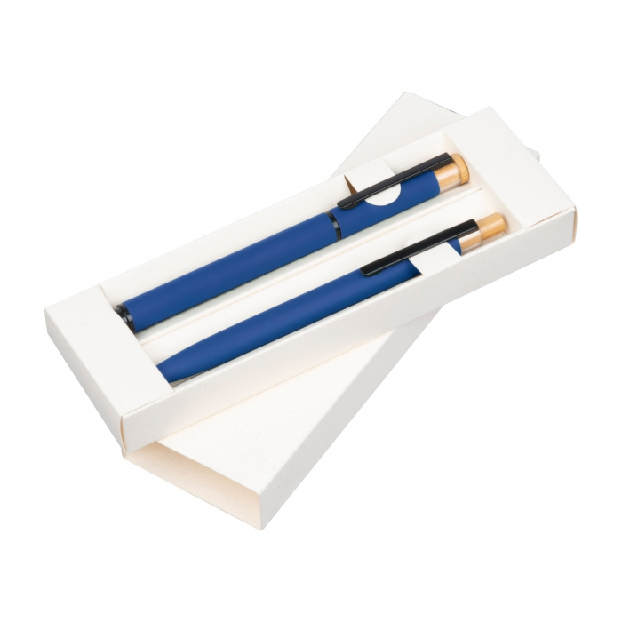 Zestaw piśmienny długopis i pióro kulkowe, niebieski