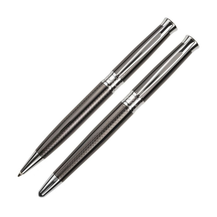Zestaw piśmienny długopis i pióro kulkowe ROI Pierre Cardin, ciemnoszary