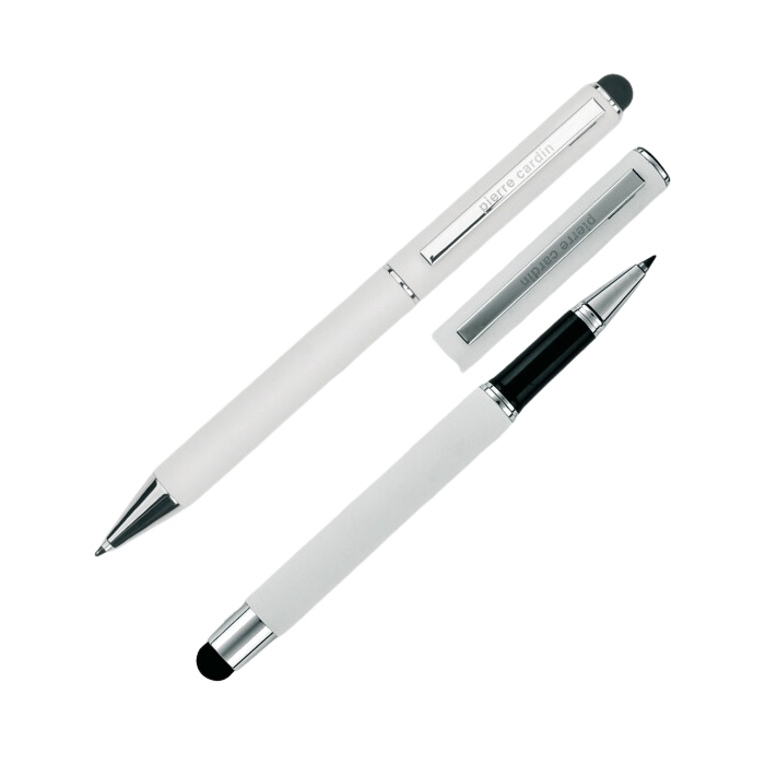 Zestaw piśmienny długopis i pióro kulkowe touch pen soft touch CLAUDIE Pierre Cardin, biały