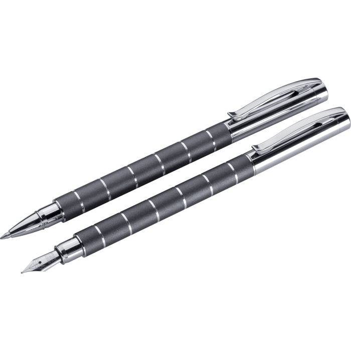 Zestaw piśmienny długopis i pióro wieczne MAYFIELD, ciemnoszary