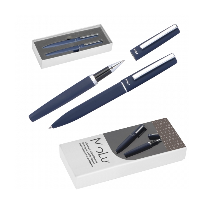 Zestaw piśmienny soft touch SAINTE-MAXIME MoLu, granatowy