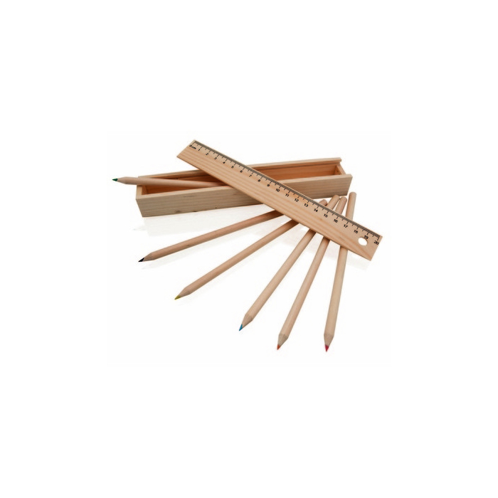 Zestaw szkolny, piórnik drewno