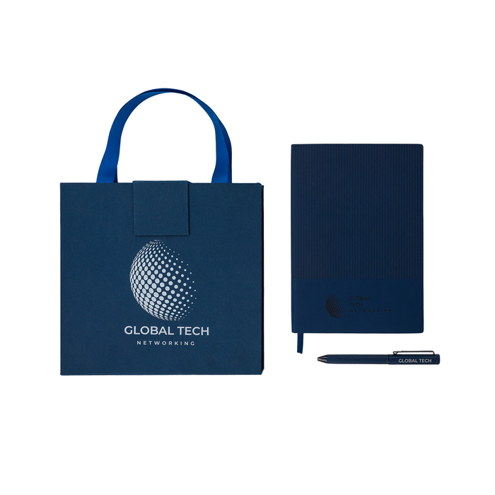 Zestaw upominkowy notes z długopisem Lovina, granatowy