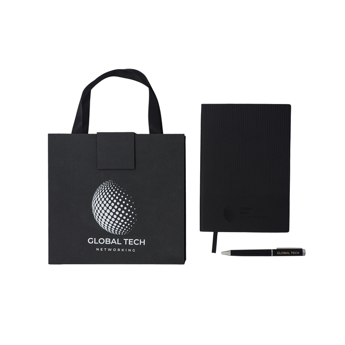 Zestaw upominkowy notes z długopisem Lovini, czarny