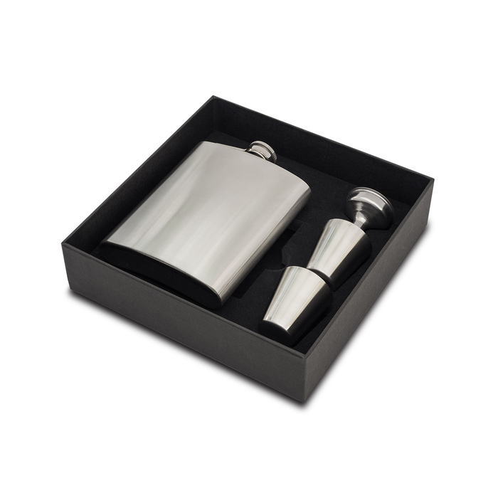 Zestaw z piersiówką Lucan, srebrny