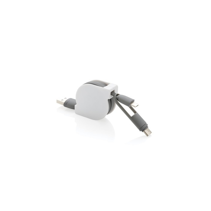 Zwijany kabel do ładowania i synchronizacji 3 w 1 biały