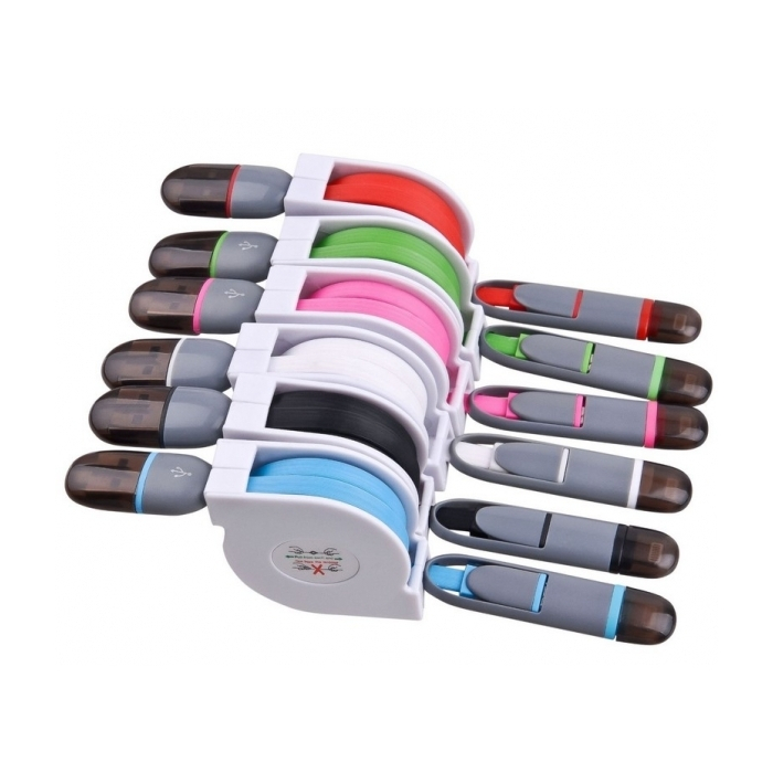 Zwijany kabel USB do transferu danych, czerwony