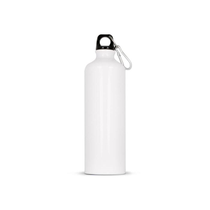 Aluminiowa butelka na wodę z karabinkiem 750ml, biały