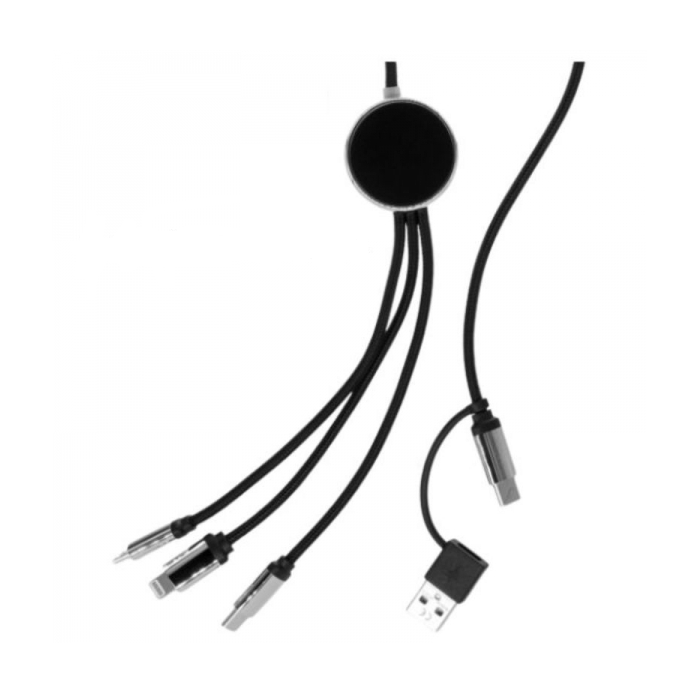 DŁUGI KABEL 5W1 Z PODŚWIETLANYM LOGO, W102TG, czarny