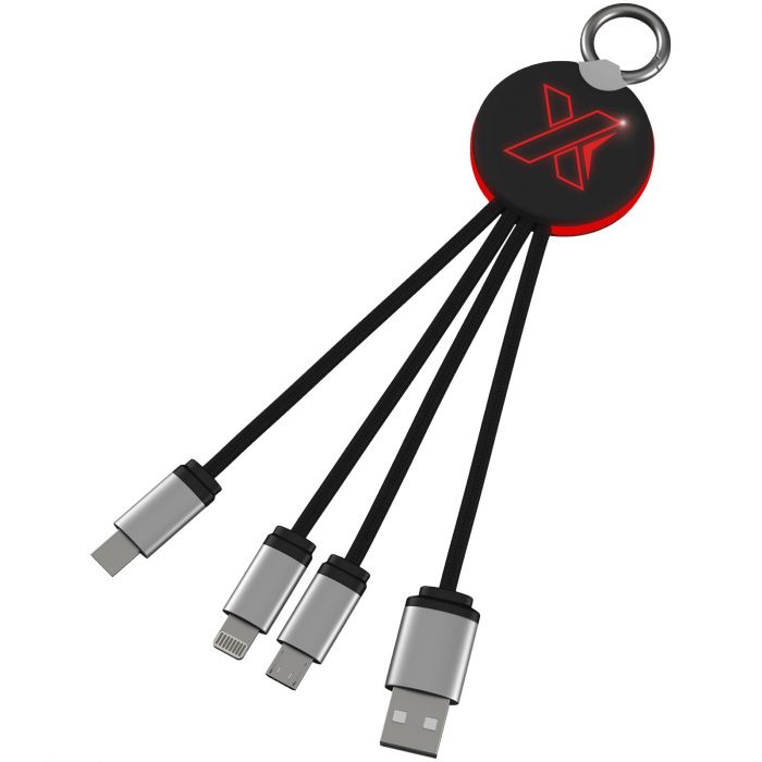 Kabel z podświetlonym logo 3w1 z brelokiem - SCX.design C16