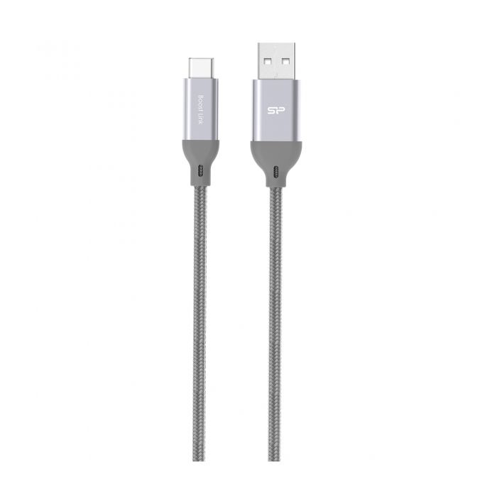 Nylonowy kabel do transferu danych LK30 Typ - C Quick Charge 3,0, szary