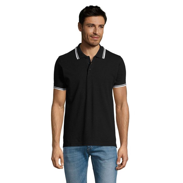 PASADENA MEN - PASADENA Męskie polo 200g, Negro/Blanco