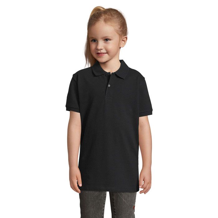 PERFECT KIDS - PERFECT Dziecięce POLO 180g, Czarny / Czarny Opal